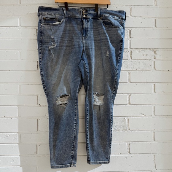 torrid Denim - Torrid Feel The Fit Distressed Skinny Jeans Light Wash 24R Plus